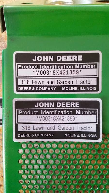 john deere model number plate